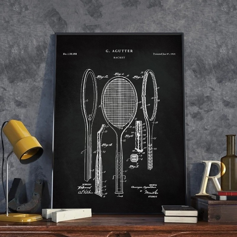 Vintage 1921 raquete patente c - Badminton Poster avaliação e preço